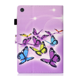 Bescherm-Etui Hoes Map voor Samsung Galaxy Tab A9 Plus - 11 -  Vlinders - Roze