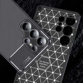 Carbon TPU Bescherm-Hoes Skin voor Samsung Galaxy S25 ULTRA  - Zwart