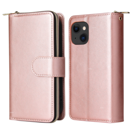 Luxe BookCover - 9 Cards - Wallet Etui voor iPhone 15  -  Roze