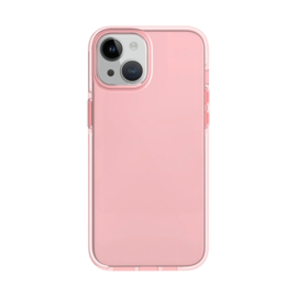 TPU Bescherm-Hoes Cover Skin + Screenprotector voor iPhone 15    Transparant-Roze
