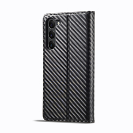 Luxe BookCover Hoes Etui voor Samsung Galaxy S24 Plus - S25 Plus -  Zwart Rood Carbon