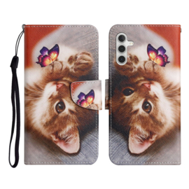 BookCover Hoes Etui voor Samsung Galaxy A35  -    Kitten - Vlinder