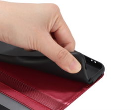 BookCover Hoes Etui voor Samsung Galaxy S24   -  S25   Rood  - Katten op muurtje - Reliëf