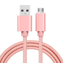 USB 2.0 - Micro USB Oplader en Data Kabel - 1  meter - Roze