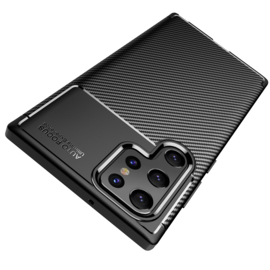 Samsung Galaxy S22 Ultra   - Carbon TPU Bescherm-Hoes Skin - Zwart