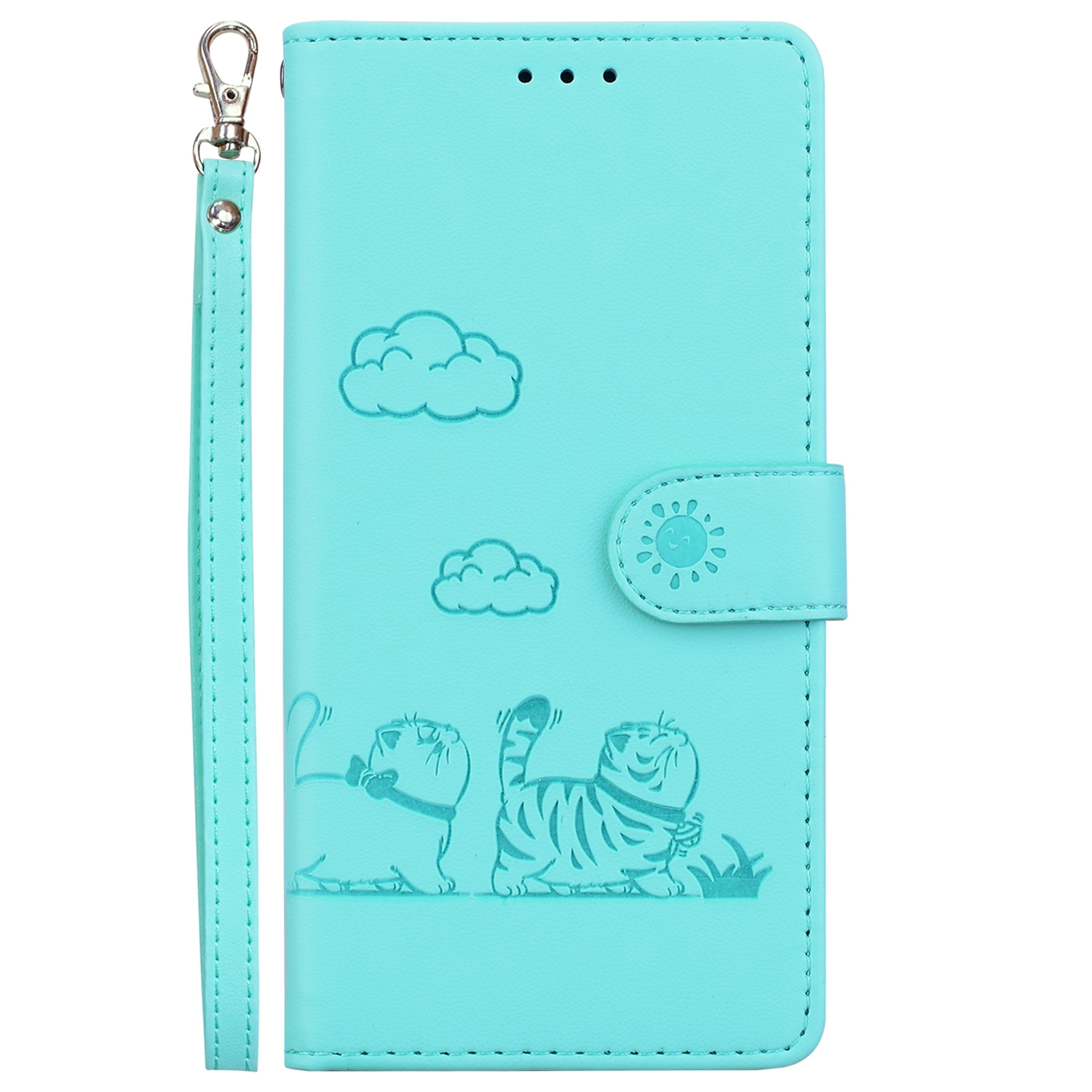 BookCover Hoes Etui voor Apple iPhone 16  -  Cartoon Cats  -  Groen   - Reliëf