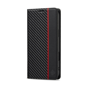 Luxe BoekCover Hoes Etui voor Apple iPhone 17 -   Zwart   -  Rood  -  Carbon
