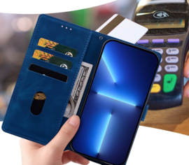 BookCover Hoes Etui Mapje voor Samsung Galaxy A56 - A36  -  Blauw   -  Bloem Reliëf