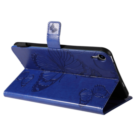 Luxe Bescherm-Etui Map voor iPad Mini 6  - "Vlinder"   Blauw