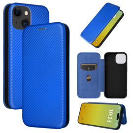 Slim Carbon  Cover Hoes Etui voor iPhone 15    Blauw  - Carbon A3090