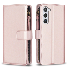 9 Pas - Luxe BookCover Wallet Etui voor Samsung Galaxy S24    Roze - Goud