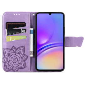 PU BookCover Hoes Etui voor Samsung Galaxy A06    Vlinders   Paars