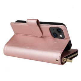 Luxe BookCover - 9 Cards - Wallet Etui voor iPhone 15  -  Roze