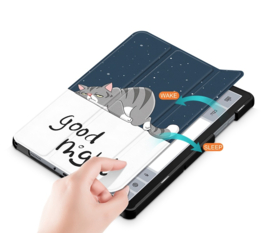 Cover Map Hoes voor Samsung Galaxy Tab A9  PLUS - 11    -  Good Night Cat
