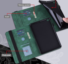 Bescherm-Etui Hoes Map voor Samsung Galaxy Tab  A9 Plus - A11 Plus - 11" -   Bloem Reliëf - Groen
