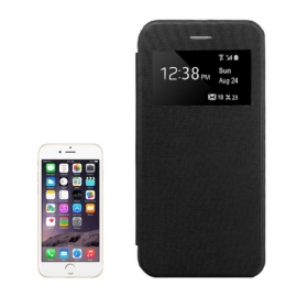 Slim Boek Bescherm-Etui met Venster voor iPhone 6 - 6S  Plus  Zwart