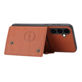 PU Bescherm-Hoes Cover met 4 Pas-vak voor Samsung Galaxy S26  - Bruin