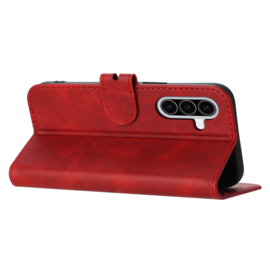 Luxe BookCover Hoes Etui voor Samsung Galaxy A56 - A36  -  Rood   - Kat  - Reliëf