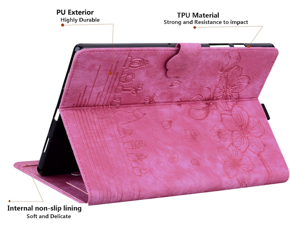 Bescherm-Etui Hoes Map voor Xiaomi Redmi Pad SE 11 2025  -   Bloemen en Kat -  Roze