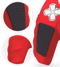 Grip Silicone Hoes / Skin voor Playstation 5 PS5 DualSense Controller  -  Zwart - Rood  -   V3