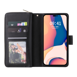 BookCover - 9 Cards - Wallet Etui voor iPhone 13 Pro Max - iPhone 14 Pro Max  -  Zwart