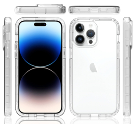 Flex-Cover TPU Bescherm-Hoes Skin + Screenprotector voor iPhone 15 PRO MAX - Transparant Zwart