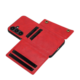 PU Bescherm-Hoes Cover met 4 Pas-vak voor Samsung Galaxy A57  - Rood