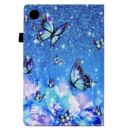 Bescherm-Etui Hoes Map voor Samsung Galaxy Tab A9 Plus - 11 -   Vlinders - Blauw