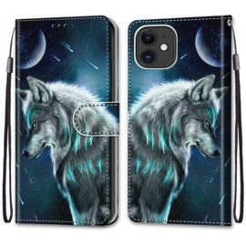 BookCover Hoes Etui voor iPhone 13 - iPhone 14     Wolf