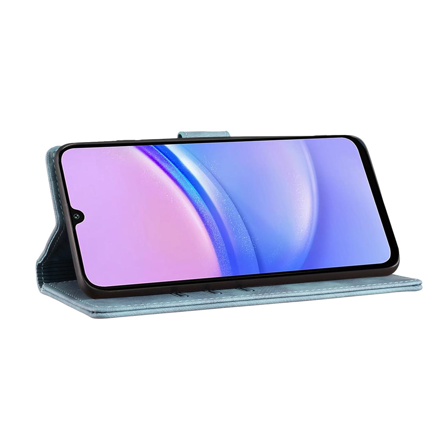 BoekCover Hoes Etui voor Samsung Galaxy A56 - A36  -  Kat en Hart  - Groen-Blauw  - Reliëf