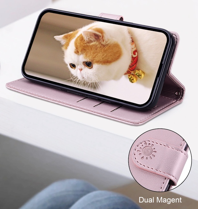 BookCover Hoes Etui voor Samsung Galaxy S24 - S25  -  Roze  - Cartoon Cats   - Kat - Reliëf