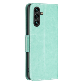 PU BookCover Hoes Etui voor Samsung Galaxy A55   Groen   Vlinders