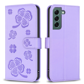 BookCover Hoes Etui voor Samsung Galaxy S24 FE  -  Klavertje Vier - Geluk - Paars