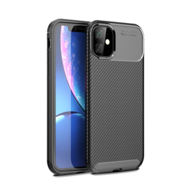 Luxe TPU Carbon  Bescherm-Hoes  voor iPhone 12 - 12 Pro       Zwart