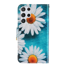 BookCover Hoes Etui voor Samsung Galaxy S23 ULTRA  5G  -  Madelief  - Blauw