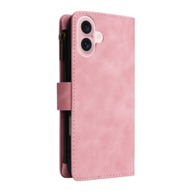 Portemonnee - Etui  Tas voor iPhone 16  - Met Schouder - Draagkoord -  Roze