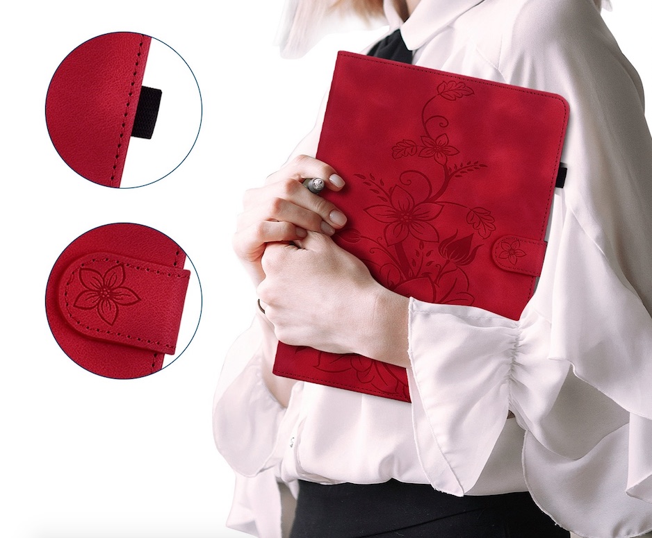 Luxe Bescherm-Etui Hoes Map voor Samsung Galaxy Tab S9 FE  -  S10 FE  -  10.9"  -    Lelie  - Rood