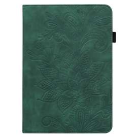 Bescherm-Etui Hoes Map voor Samsung Galaxy Tab  A9 Plus - A11 Plus - 11" -   Bloem Reliëf - Groen