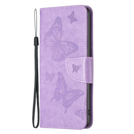 PU BookCover Hoes Etui voor iPhone 15    Paars   Vlinders