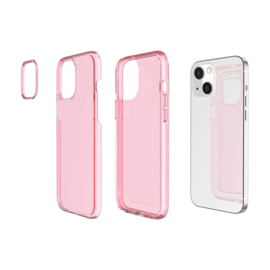 Transparant Hard-Cover Bescherm-Hoes + Screenprotector voor iPhone 13 - iPhone 14 Roze