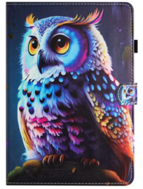 Luxe Bescherm-Etui Hoes Map voor iPad Mini 6 - Mini 7   -   Uil   -  Blauw