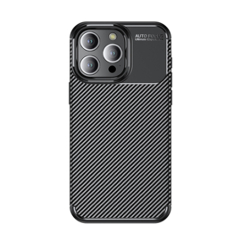 Luxe TPU Carbon  Bescherm-Hoes Cover Skin voor iPhone 16 PRO   -   Zwart