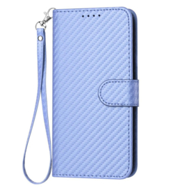 Carbon Boek Bescherm-Etui Hoes Mapje voor iPhone 17 Pro  - Paars - Lila