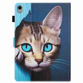 Bescherm-Etui Map Cover voor Apple iPad 10 - 11 -  A16 - 10.9 - Kat - Blauw