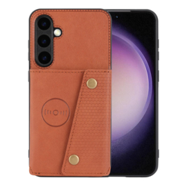 PU Bescherm-Hoes Cover met 4 Pas-vak voor Samsung Galaxy S26  - Bruin