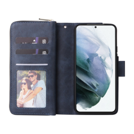 BookCover - 9 Cards - Wallet Etui Hoes voor Samsung S22   -  Blauw