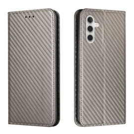 Luxe BookCover Hoes Etui voor Samsung Galaxy A15  -  Carbon-Zilver