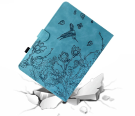 Luxe Bescherm-Etui Hoes Map voor Samsung Galaxy Tab A9 Plus  - 11    "Kolibrie"   Turquoise