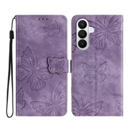 BoekCover Hoes Etui voor Samsung Galaxy A37 - A36 - A56 -  Paars  -  Vlinders -  Reliëf