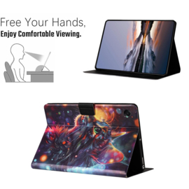 Luxe Bescherm-Etui Hoes Map voor Samsung Galaxy Tab  A9 Plus - A11 Plus - 11"  -   "Kat - Rainbow"
